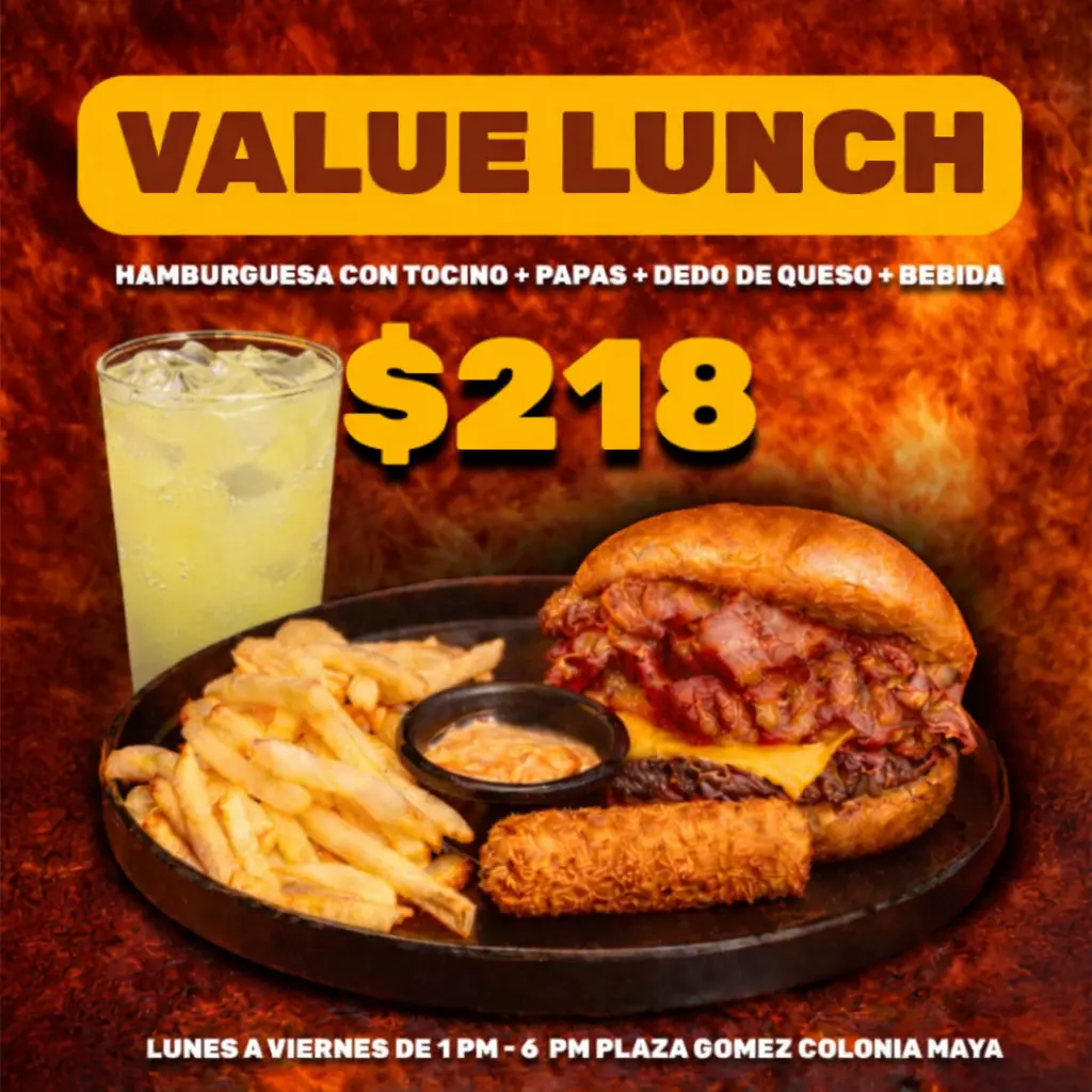 Promoción 2x1 en hamburguesas de carne de avestruz en Mérida