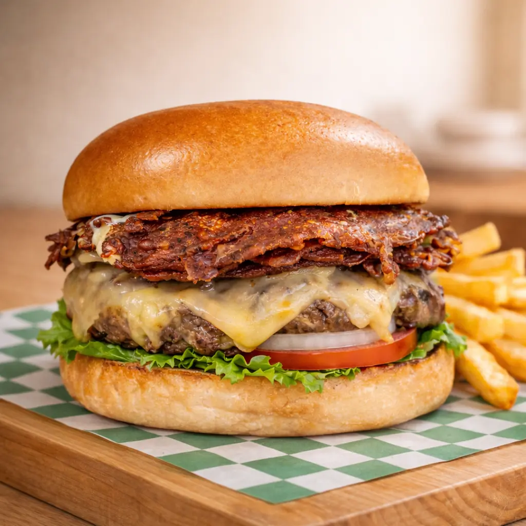 Hamburguesa con queso de carne de avestruz en Mérida