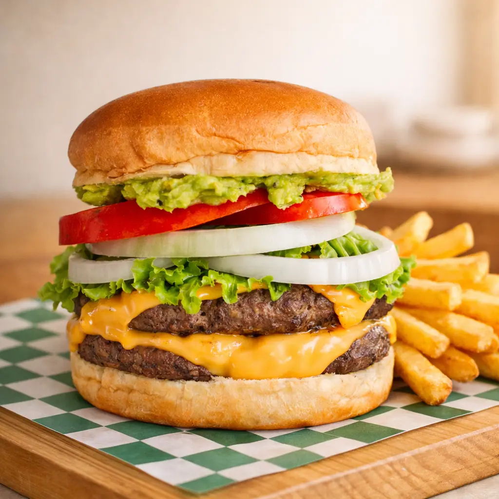 Hamburguesa doble de carne de avestruz en Mérida