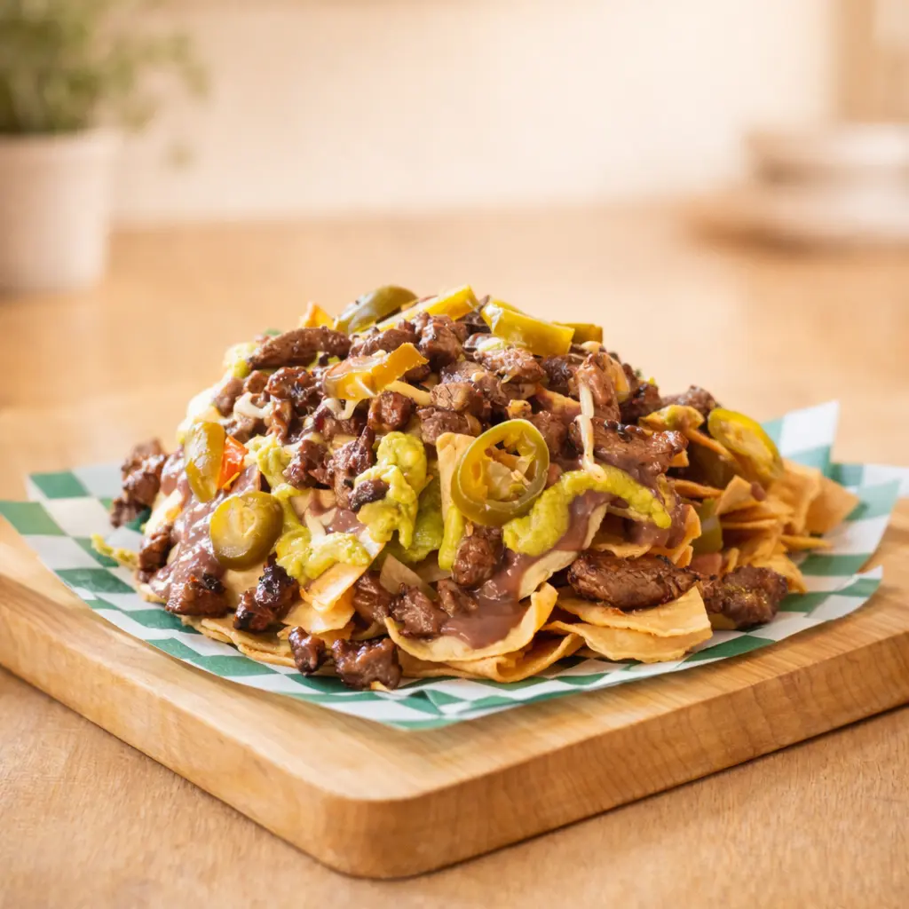 Nachos con carne de avestruz en Mérida