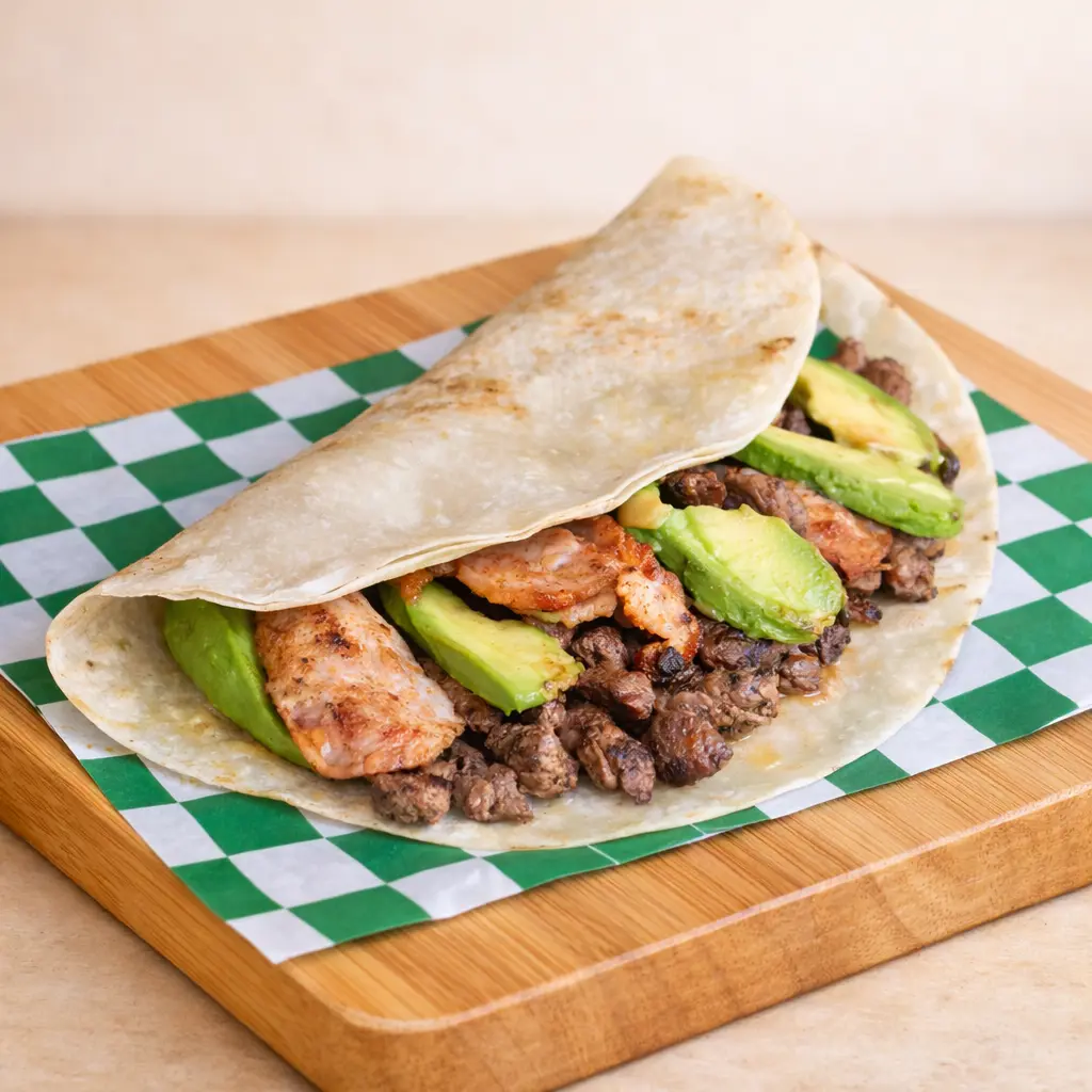 Taco pirata especial de carne de avestruz en Mérida