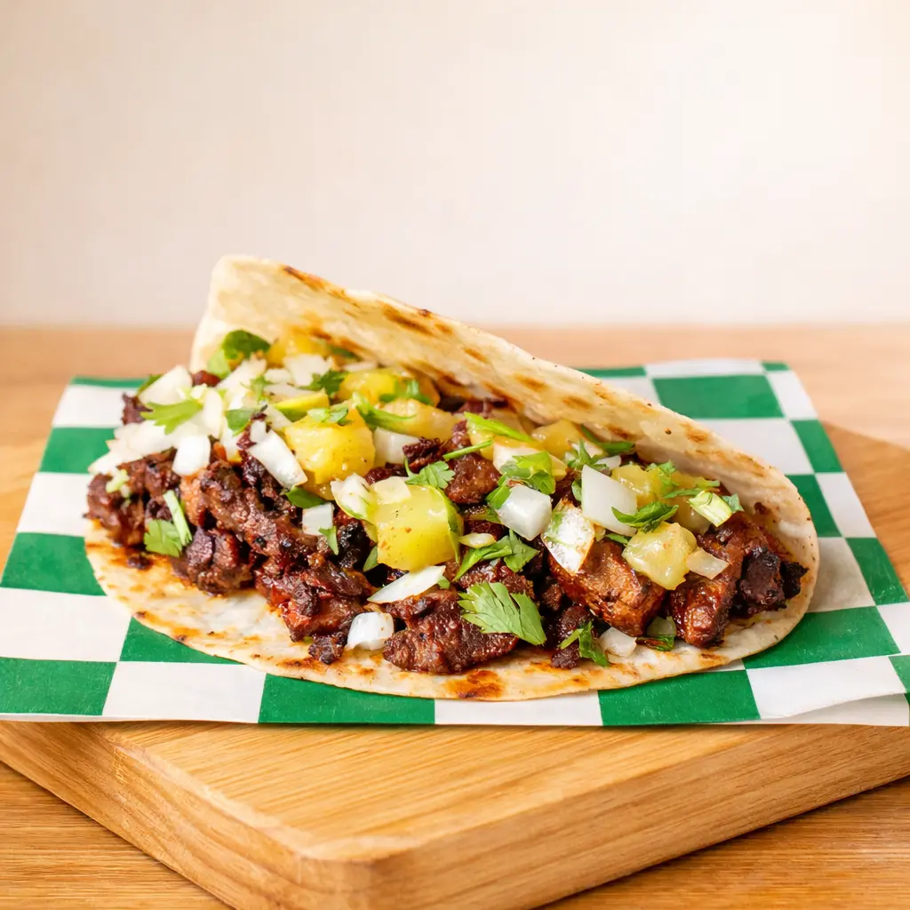 Taco adobado de carne de avestruz en Mérida