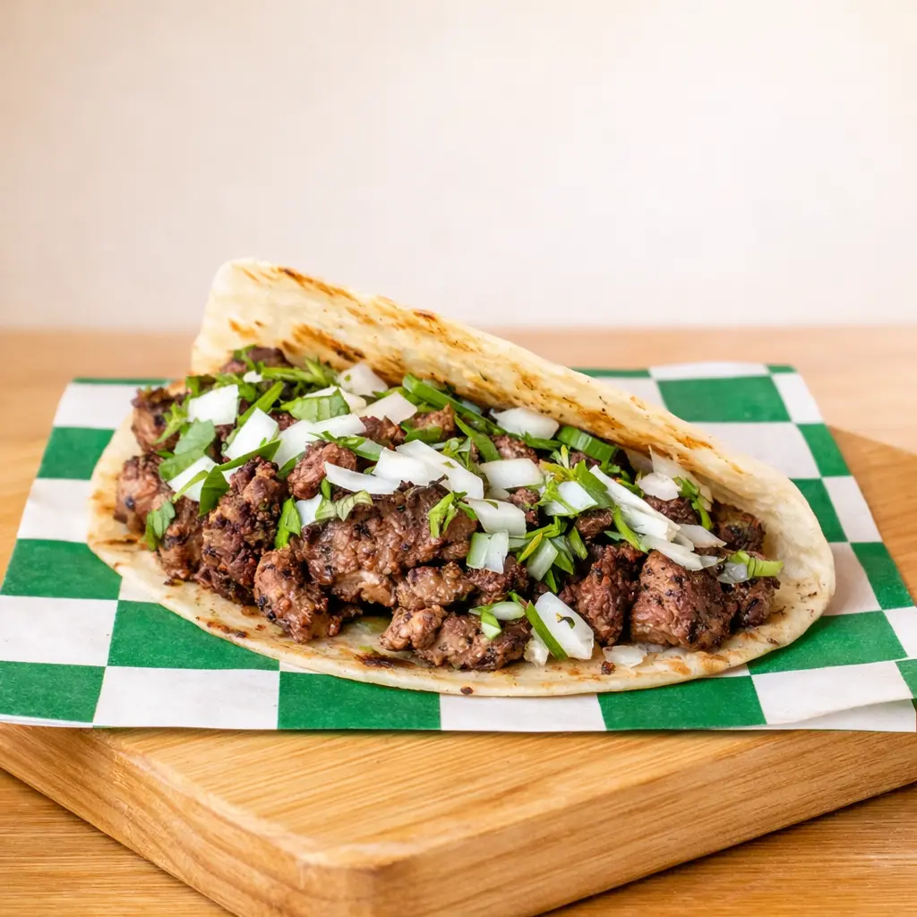 Taco campechano de carne de avestruz en Mérida