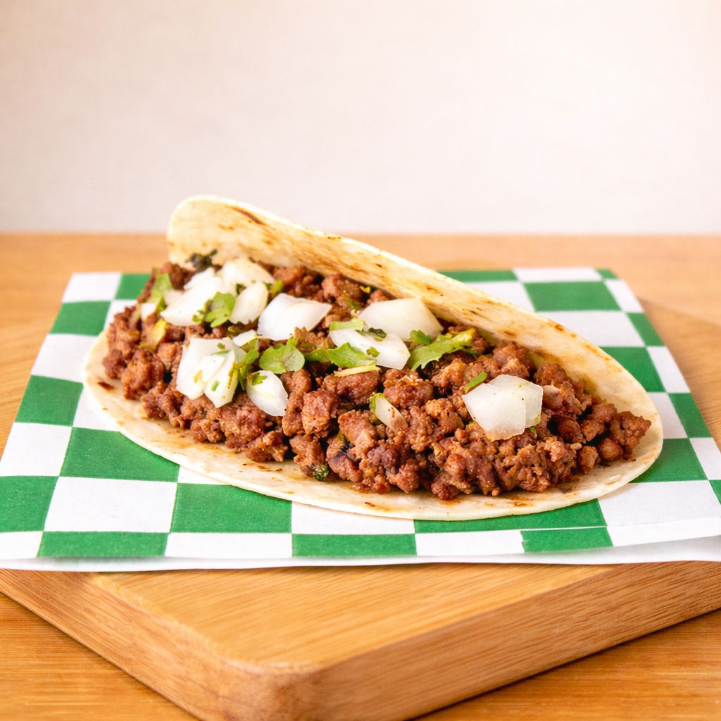 Taco de chorizo de carne de avestruz en Mérida
